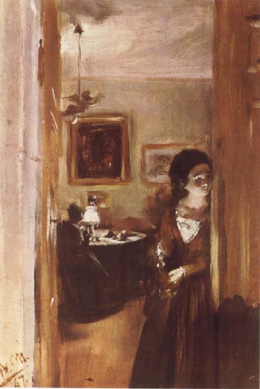 Adolph von Menzel Livingroom with Menzel-s sister oil painting image